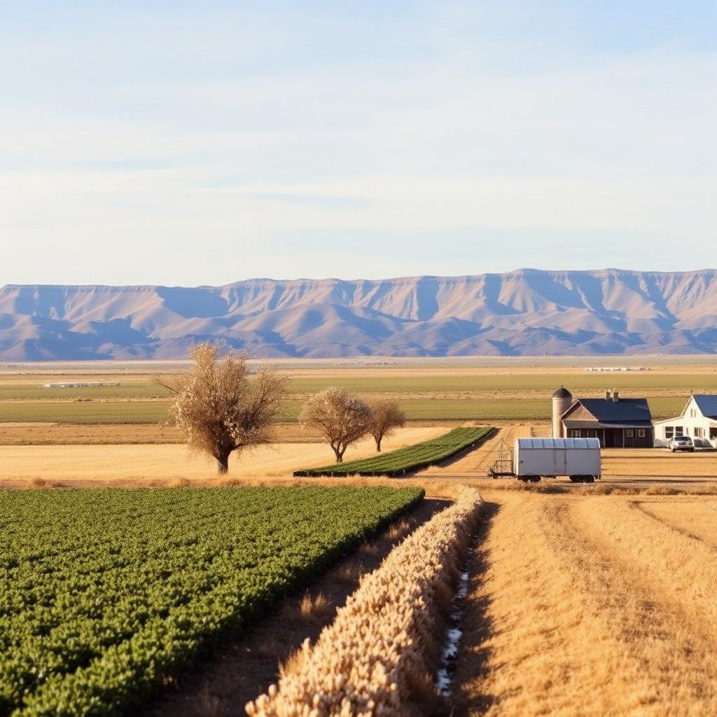 Churchill County farmland near Fallon with irrigated fields and arid mountains