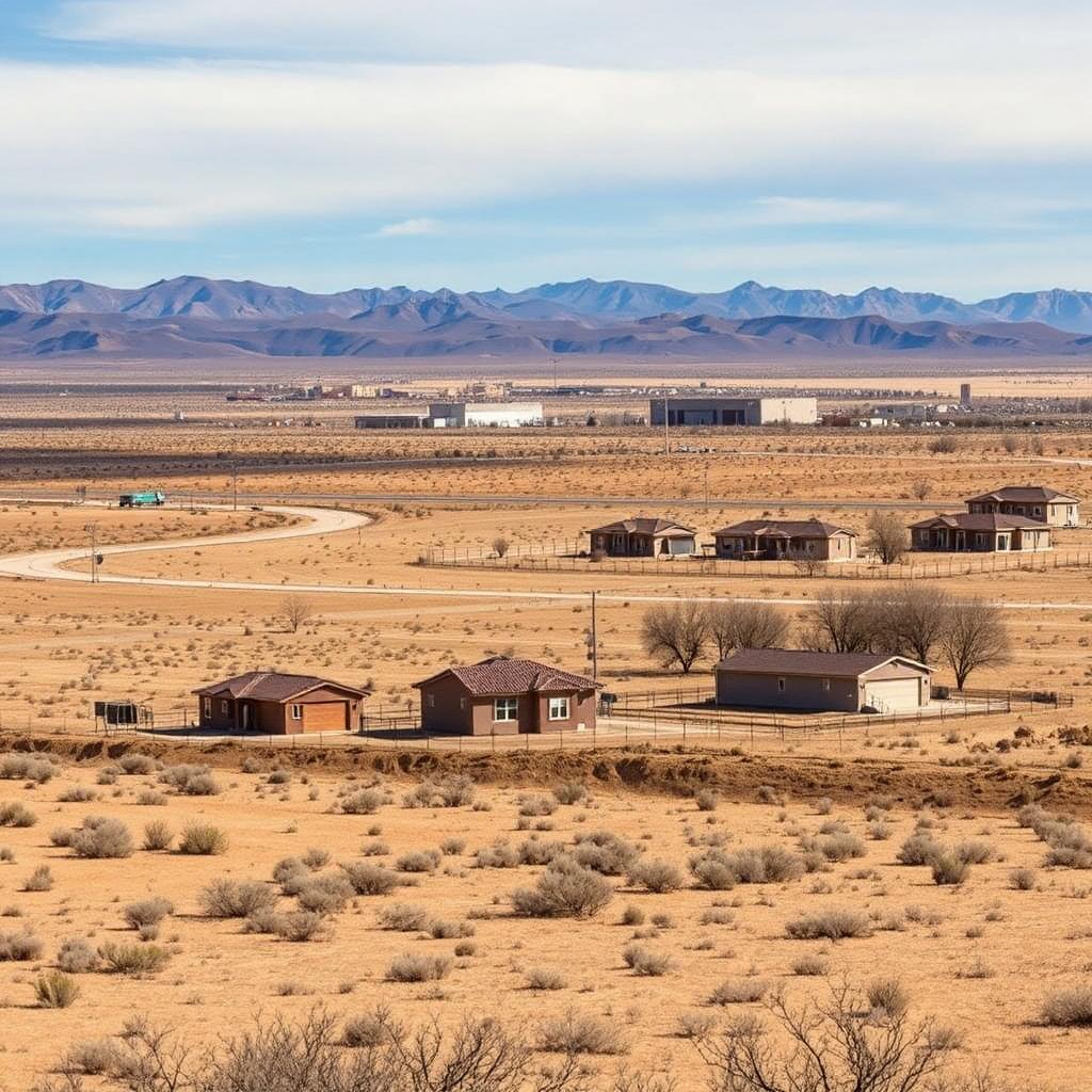 Lyon County Dayton–Fernley corridor with newer high-desert subdivision and logistics building
