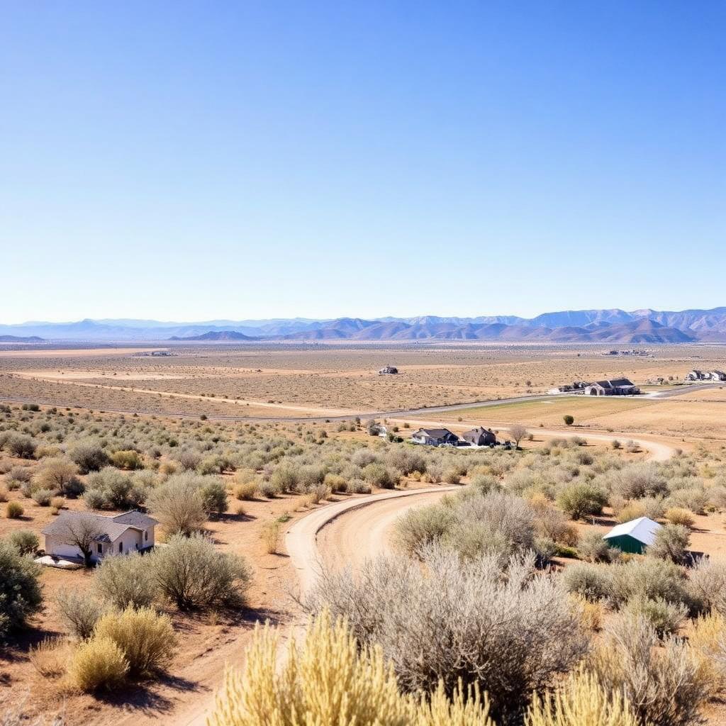 Rural-suburban edge of Washoe County outside Reno with sagebrush basin and distant ranges